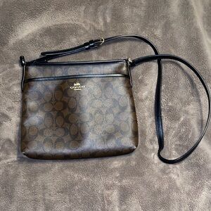 Coach Signature Brown and Black Crossbody Bag